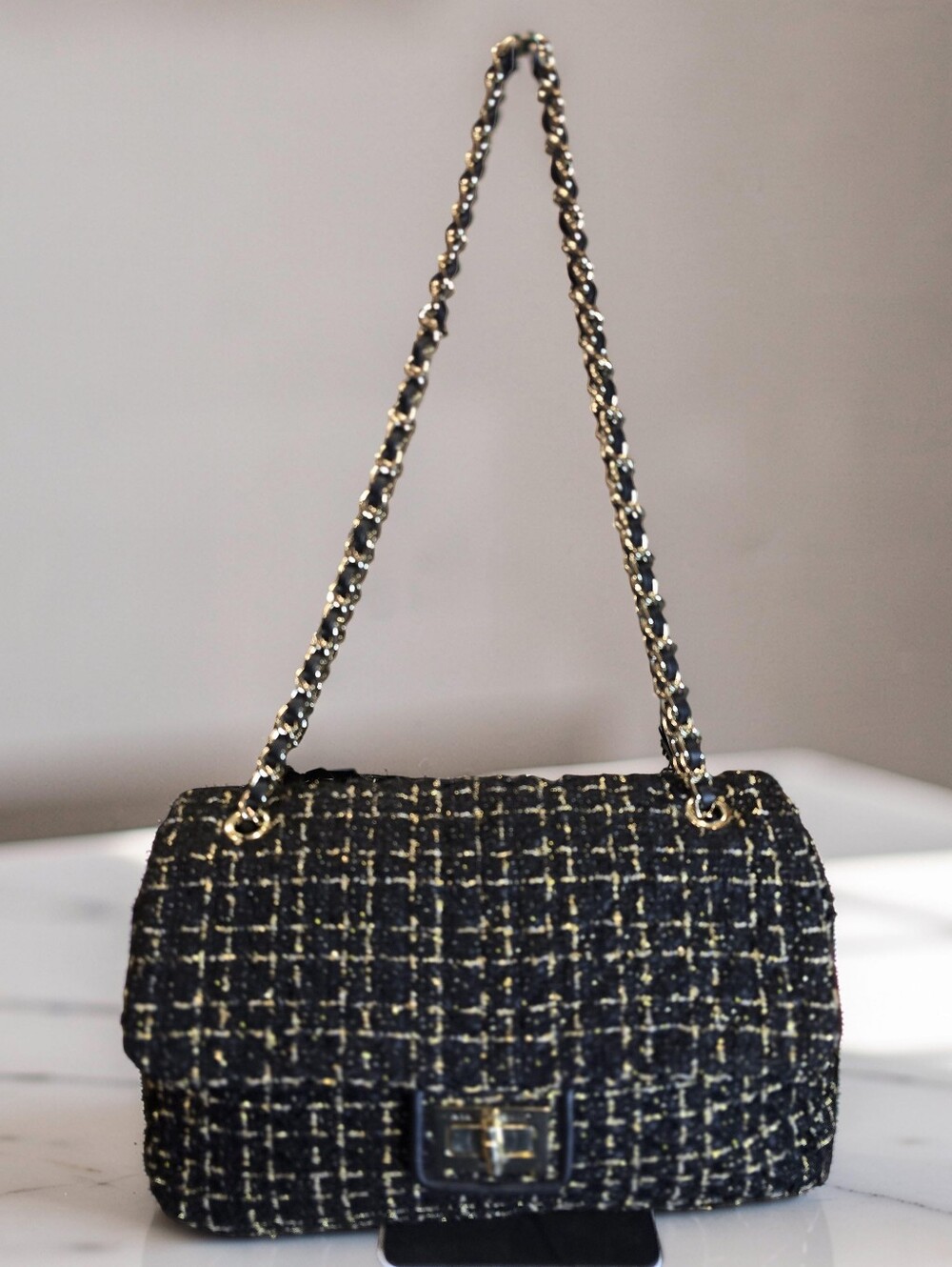 Karl Lagerfeld Agyness Tweed Chain Crossbody Shoulder Bag